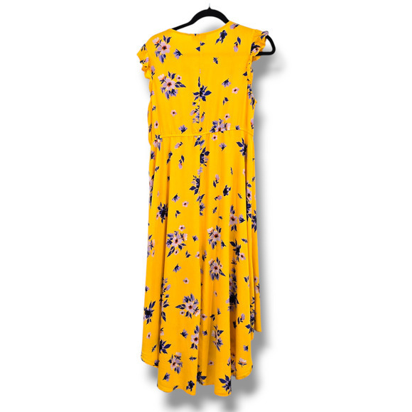 Jessica Simpson Women's Floral Flutter Cap Sleeve Maxi‎ Dress Yellow Size Large - Picture 2 of 10